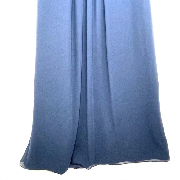 Bill Levkoff Navy Blue Chiffon Surplice A-line Bridesmaids Gown Sz 2 - Picture 6 of 11